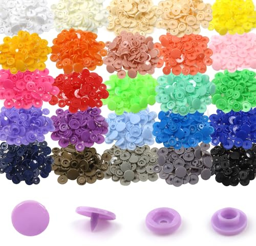 TOAOB 500 Set 25 Colores 12 mm Botones Redondos de T5 Plástico Botón de Presión para Ropa DIY y Manualidades DIY Coser Artesanía