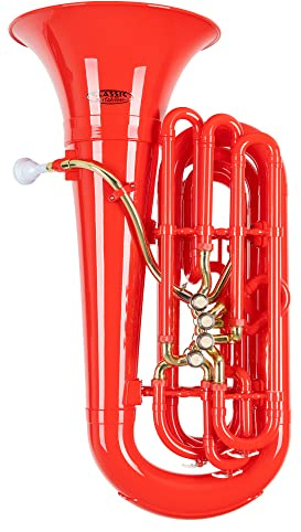 Classic Cantabile MardiBrass Kunststoff Bb-Tuba - Extrem leicht und sehr stabil - Material Korpus: ABS Kunststoff - Mundrohr und Maschine aus Messing - mit Gigbag & Mundstück (Rot)