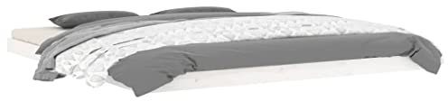 vidaXL Massivholzbett Doppelbett Bettgestell Bett Holzbett Bettrahmen Lattenrost Schlafzimmerbett Schlafzimmermöbel Weiß 180x200cm Kiefer