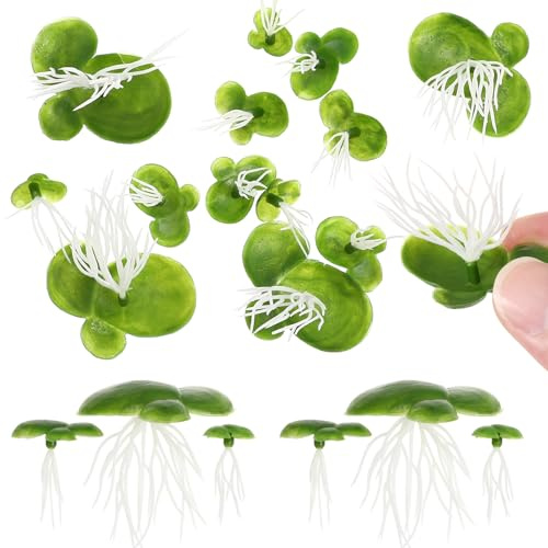 4 Paquetes de lenteja de Agua Artificial Plantas de Estanque Plantas acuáticas para estanques lenteja de Agua Artificial para acuarios Artificial de Acuario pequeñas Plantas