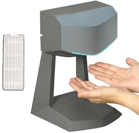 REVSQUARED Hand Dryer with Accessory Stand & HEPA Filter for Commercial/Residential (Home) Use - Compact, Portable, High Speed, UL/ETL Listed (Glacier Blue Bundle)