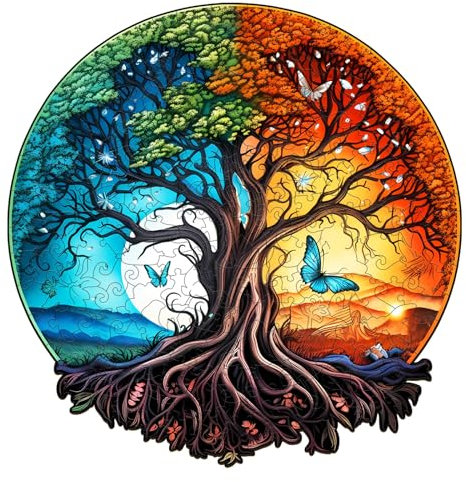 Holzpuzzle Erwachsene, CadeauJoie Puzzle Holz, Wooden Puzzle Unregelmäßige Einzigartige Form Puzzleteile, Holz Puzzle Mit Geschenkbox Aus Holz (S)