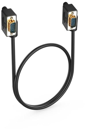 PNGKNYOCN Câble VGA 90 degrés, 0.5M 15 Pin Full HD 1080P VGA mâle à angle gauche vers VGA mâle à angle droit Cordon vidéo haute résolution (0.5M)