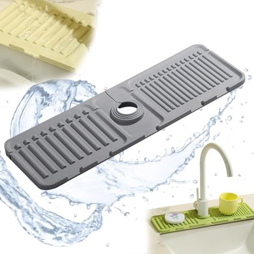 Tap Mat for Kitchen Sink,Cubre Fregadero Cocina,Alfombrillas para Fregadero,Alfombrilla De Silicona para Grifo, Almohadilla De Secado De Agua para Cocina,Alfombrilla para Salpicaduras De Grif
