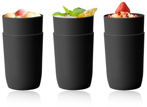 Lot de 6 gobelets à brosse à dents noirs - Dimensions : 7,5 x 10,5 cm - Réutilisables et durables - Pour adultes, adolescents et enfants