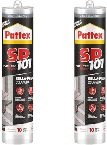 Pattex SP101 Original, adhesivo sellador para interiores y exteriores, polímero sellador gris multimaterial, sellador de juntas en cartucho, 1 x 280 ml (Paquete de 2)