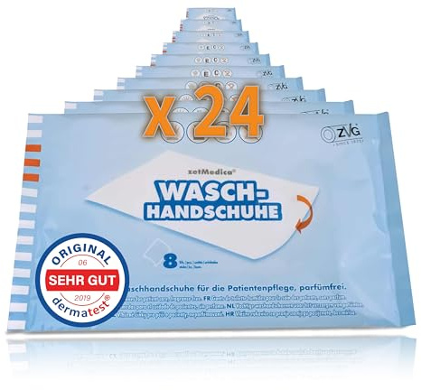 Koryphäe ZVG® feuchte Waschhandschuhe, Feuchte Waschlappen, Einweg Waschlappen, Waschhandschuhe für bettlägerige Patienten Camping Festival Wandern (24 Packungen, 192 Stück)