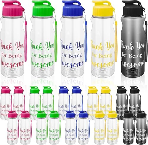 MSYU 15 botellas de agua de plástico de regalo de agradecimiento a granel, botellas de bebida deportiva inspiradoras de 500 ml, botellas de agua reutilizables grandes con tapa abatible a prueba de