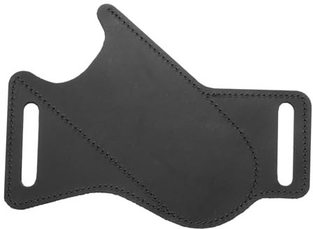 sourcing map Funda de cuchillo plegable de piel auténtica de 6.1 x 4.6 pulgadas, para escalada al aire libre, camping, ciclismo y senderismo, color negro