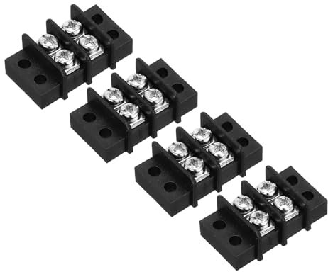 sourcing map 4 Pcs 2 Positions Terminal Block 300V 20A 9.5mm Pitch Dual Rows 2 Circuits DIN Row Screw Terminals Strip