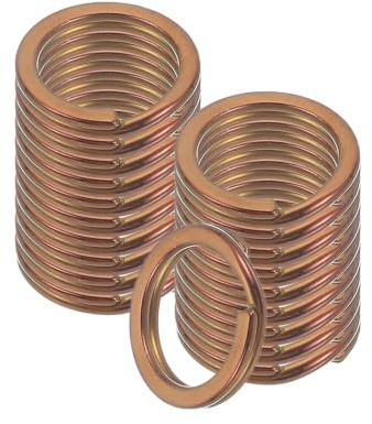 sourcing map 20pcs Split Keychain Rings, 15mm Round Flat Keyrings Stainless Steel Open Key Chain Ring Dog Tag Rings for DIY Keychain Craft Lanyard, 1.5mm Thick, Rose Gold