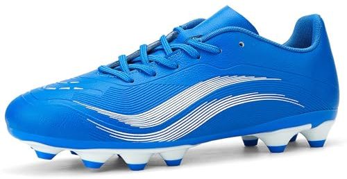 GOGOUP Chaussures de Football Homme Spike Crampons Profession Chaussures de Foot Adultes Athlétisme Entrainement Chaussures de Sport Bleu EU43
