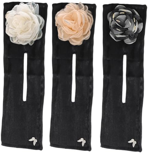 NOLITOY Ensemble de 3 Formateurs de Chignon en Acier et Voile de Soie, Taille Moyenne, Accessoires pour Cheveux Noirs Blancs et Beige, Créations de Chignons pour Femmes et Adolescentes,