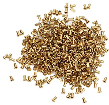 Haofy Hebilla de Remache Hueco, 500 Piezas, Tapa de Latón, Remaches con Ojal para Ojo de Aire para Cuero, Metal, Plástico, Proyectos de Bricolaje, Fabricación de Joyas, Talleres de Artesanía en el