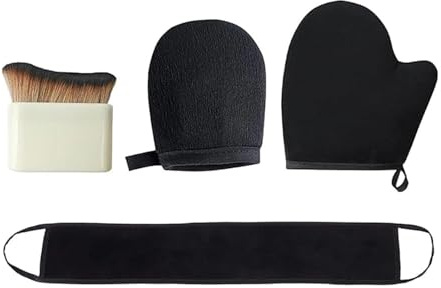 AYZDJ Lot de 4 gants de bronzage et brosse de bronzage, gants applicateurs de lotion, gants d'application foncés, gants exfoliants réutilisables, gants de lavage, outil hydratant doux portable