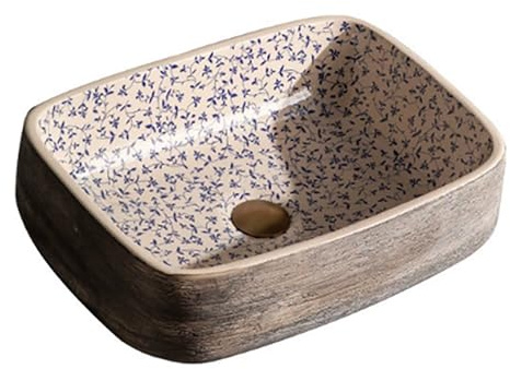 Lavabo de Cerámica Hecho a Mano, Superficie Esmaltada, Cuenco Fácil de Limpiar, Instalación Sobre Encimera Lavabos, para Tocador, Sala de Lavado
