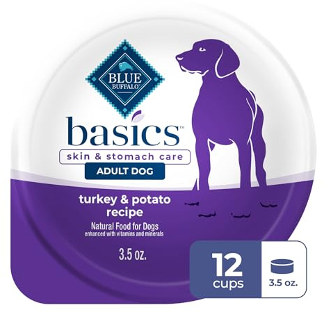 Blue Buffalo Basics Grain-Free Wet Dog Food for Small Breed Adult Dogs, Limited Ingredient Diet, Turkey Recipe, 3.5-oz Cups, 12 Count