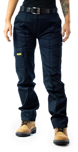 SITE KING Ladies Cargo Combat Work Trousers Size 8 to 22 (22 / Short Leg, Navy)