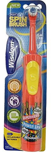 THREE PACKS of Wisdom Spin Brush Whitening Battery Toothbrush - Colours Vary