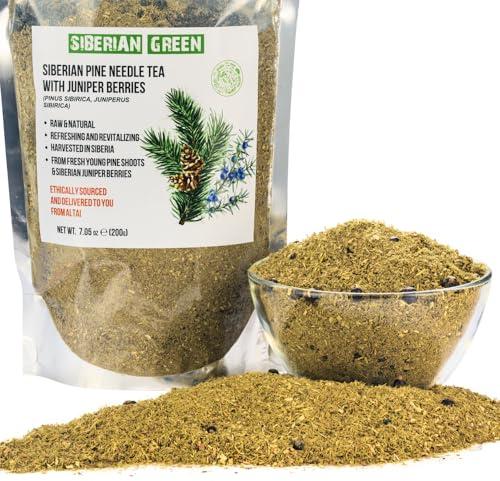 Sibiriskt grönt tallbarr te löst pulver 200 g vild skördad Pinus Sibirica vit tallväxt från Altai Vildleksvred