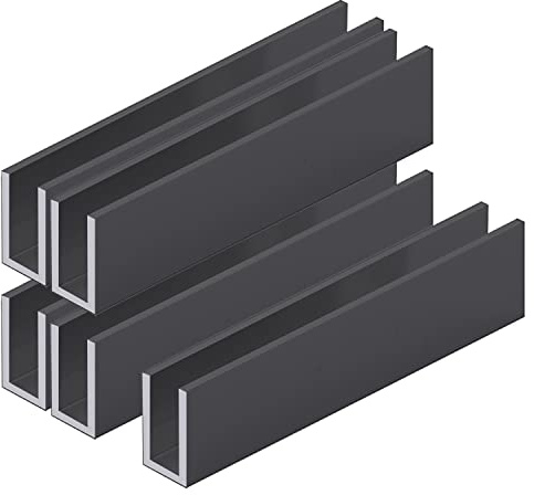 Aluminum Fixed Panel Shower Door U Channel for 3/8 Thick Glass 95 inches Length (5, Black Finish)