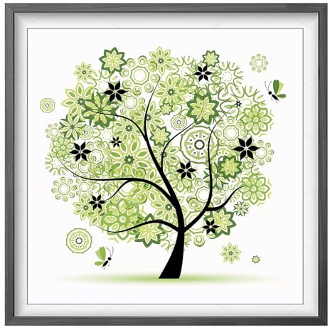 LOMTRATS Kit de punto de cruz estampado de 11 ct, kit de iniciación de bordado, manualidades, árbol de la vida, primavera para principiantes o principiantes