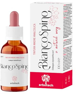 ERBOTECH, Tintura Madre di Biancospino, Tintura Madre Analcolica a Gocce da Diluire in Acqua, Vegan, Senza Alcool, non Deriva da Piante OGM, Made in Italy, 100 ml