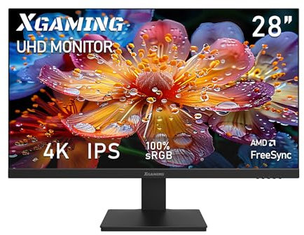 XGaming 28 Inch 4K Monitor, 3840x2160 IPS Panel, 60Hz, 4ms,100% sRGB, HDMI, DP, Freesync, HDR,Low Blue light,VESA