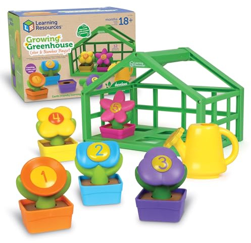 Learning Resources Growing Greenhouse Color & Number Playset - 12 Pieces, Ages 18 Months +, Preschool Activities, Toddler Montessori Toys, Gifts for Boys and Girls