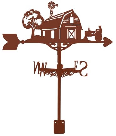 SUPERDANT Wetterhahn Bauernhaus Wetterhahn fürs Dach Schmiedeeisen Wetterfahne Wegweiser Bauernhaus Dekoration Wetterfahnen Ornament Weather Vane Windmesswerkzeug Rotbraun Gartendeko