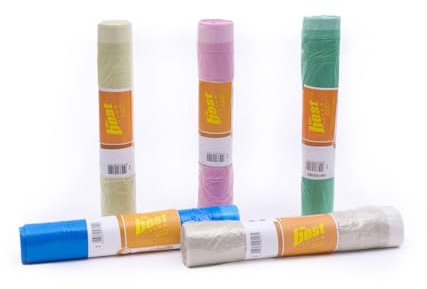 Rocard® | Sacchetti Spazzatura 35 Litri con Maniglie | 120 Pz, Sacchi Spazzatura per Raccolta Differenziata Esterno e Interno, Sacchi Spazzatura 50x60 cm Antiforo - Buste Spazzatura | 6 Rotoli da 20.