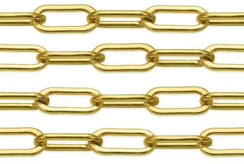 FSLiving Hannger Chaîne à maillons ronds en acier inoxydable doré 15 mm x 35 mm 6 m pour chaîne de fauteuil suspendu, chaînes de barrière et de lampe