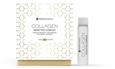 Collagen Bioactive Complex – Peptidi di Collagene Idrolizzato ad Alta Biodisponibilità con Vitamina C – Contribuisce a mantenere la Pelle Elastica – 20 fiale da 25 ml