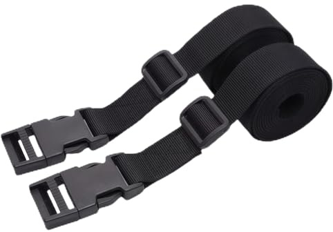 Luggage Straps 2 Pack – 1.5m Adjustable Heavy Duty Webbing Straps with Quick Release Buckles for Suitcases, Sleeping Bags, Camping, Travel & Backpack Compression – Black