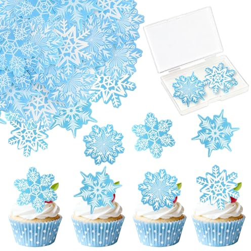 40 piezas comestibles de copos de nieve decoración para tortas heladas muffins postres cumpleaños bebés bodas y fiestas
