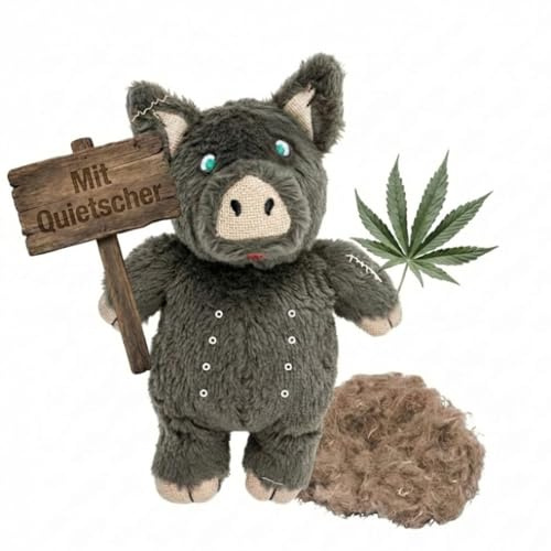 Canimal Farm | Hämpy das Hanf-Schwein | Robustes Hundespielzeug mit Quietscher | Nachhaltiges Kuscheltier für Hunde (Hanfwolle-Füllung, Handarbeit)