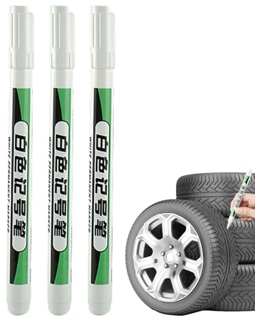 Lot de 3 Marqueurs Permanents Blancs – 14 cm Feutres Peinture Blanche | Marqueurs à Base d’Huile à Séchage Rapide | Stylos Blancs Imperméables et Inaltérables pour Pneus, Verre, Métal, Céramique, Plas