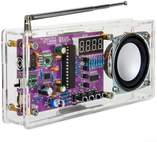 FM-radiosats 5 W utgång gör-det-själv lödelektronik med digital rörskärm och avstängningsminnesfunktion för frekvens 87,5 MHz-108 MHz, lila, 158 x 28 x 74 mm (rosa delar)