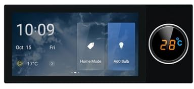 ERYUE Smart Home-kontrollpanel Inbyggd Röstassistent för Kontroll Av Flera Enheter för Hem/kontor/hotellbruk Svart 6-tums Pekskärm