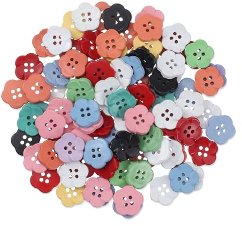50-Pcs Colorful Cute Bulk Flower Buttons, 11/16 Flower Resin Buttons, Sewing Replacement Buttons for Sewing Crafts Shirts Clothes Decorations (17 × 3.7mm, 10 Colors)