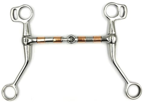 Equine Smile ES0263 Pelham Bit Single Broken with Copper Copper Rollers Stainless Steel Bit Thickness 14 mm (12.5 cm)