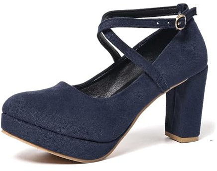 Zapatos tradicionales para mujer, elegantes, cómodos, tirolesas, con tiras de tacón en bloque, zapatos de tacón festivo, zapatos de boda, tacones altos para Oktoberfest, 02 azul marino., 41 EU