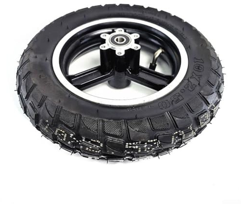 Roues de trottinette électrique 10 x 2,50 - Pneu sans chambre à air avec jante en alliage d'aluminium pour alésage d'essieu de 10 mm ou 12 mm - Version noire sans frein pour campus et trajets