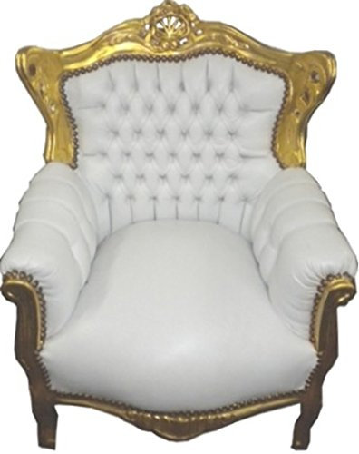 Casa Padrino Barock Kinder Sessel Weiß/Gold - Barock Kinder Möbel