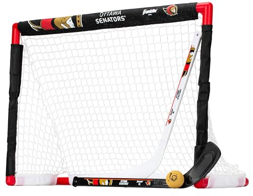 Franklin Sports NHL Ottawa Senators NHL Team Mini Hockey Set - Kids Indoor Knee Hockey Goal, Ball+2 Mini Stick Combo Ages 3+