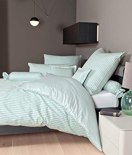 Janine 3912 Mako Seidensatin Wendebettwäsche modernclassic 155x220 cm + 80x80 cm jadegrün