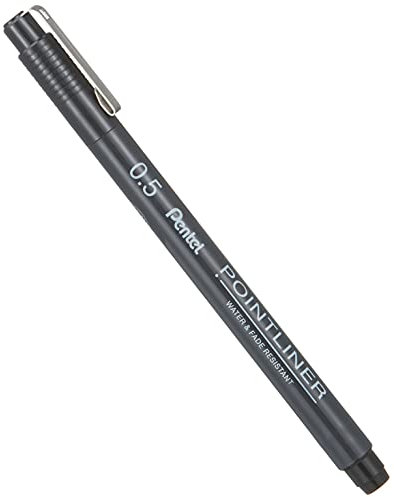 Pentel S20P Pointliner - Feltro tecnico a pigmenti, punta 0, 5 mm, colore: Nero