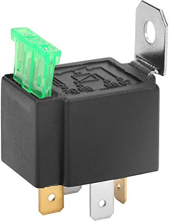 Relais fusionné 4 broches DC 12V 30A Contacts normalement ouverts Relais fusionné On/Off NO Avec support noir, relais, Relais