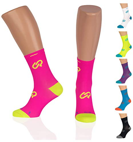 SPORT KOMPRESSIONSSOCKEN ‚under pressure‘ ULTRALIGHT SOCKX (starke Kompression: 20-22mmHg) Höchste Qualität-Made in Germany! (neon pink, 39-42)