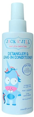Jack N' Jill Natural Bathtime Kids Detangling Spray & Leave-In Conditioner – Extra Moisturising Hair Detangler Spray, Suitable for All Hair Types, Silicone-Free, Cruelty-Free & Vegan – 200ml, 1 Bottle